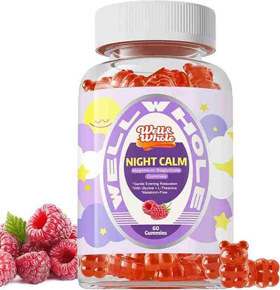 Magnesium Bisglycinate Gummies with Apigenin & B6, Melatonin Free, 60 Ct | Gentle on Stomach, Chelated with Glycine, Night Calm Routine product photo