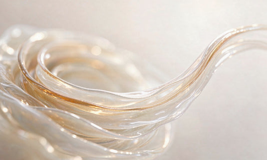 Abstract macro of glossy amber lipid layers inspired by the myelin sheath of healthy nerves