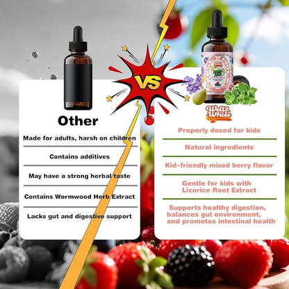 Black Walnut Gut Cleanse Liquid for Kids, Natural Gut Detox for Children Drops, 14 In 1 Digestive Health & Immune Support with Cloves, Pumpkin Seeds, Gentle-Herbal, Kids-Friendly & Alcohol-Free
