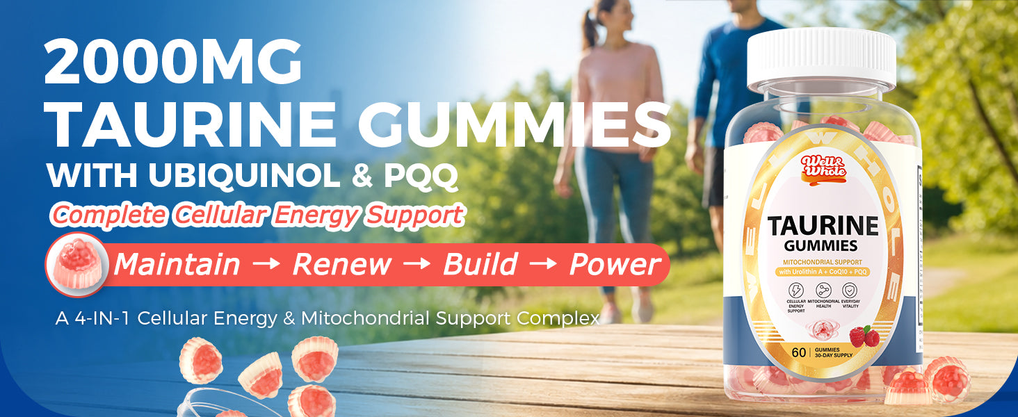 Taurine Gummies with Ubiquinol CoQ10 & PQQ, Sugar Free, 60 Cts product and lifestyle image