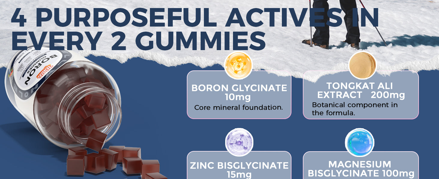 Boron Gummies with Zinc & Magnesium, Sugar-Free, 60 Counts product and lifestyle image