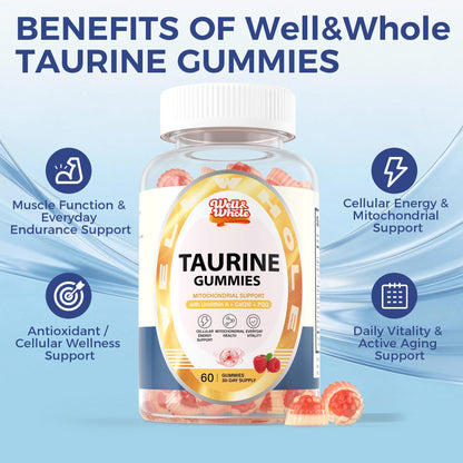 Taurine Gummies with Ubiquinol CoQ10 & PQQ, Sugar Free, 60 Cts