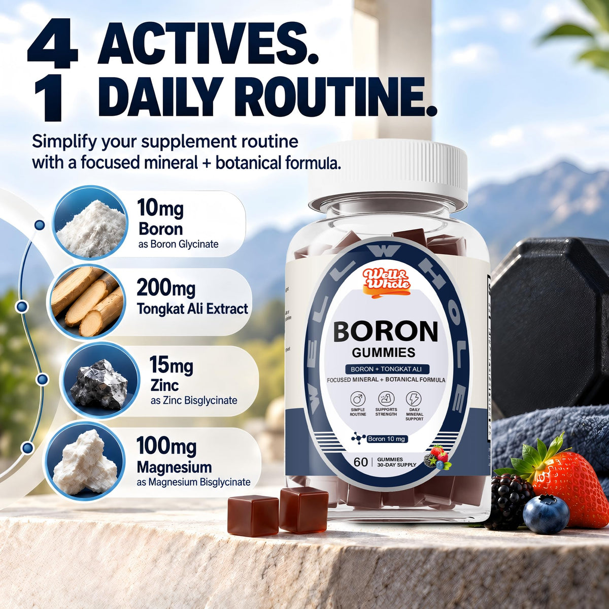 Boron Gummies with Zinc & Magnesium, Sugar-Free, 60 Counts