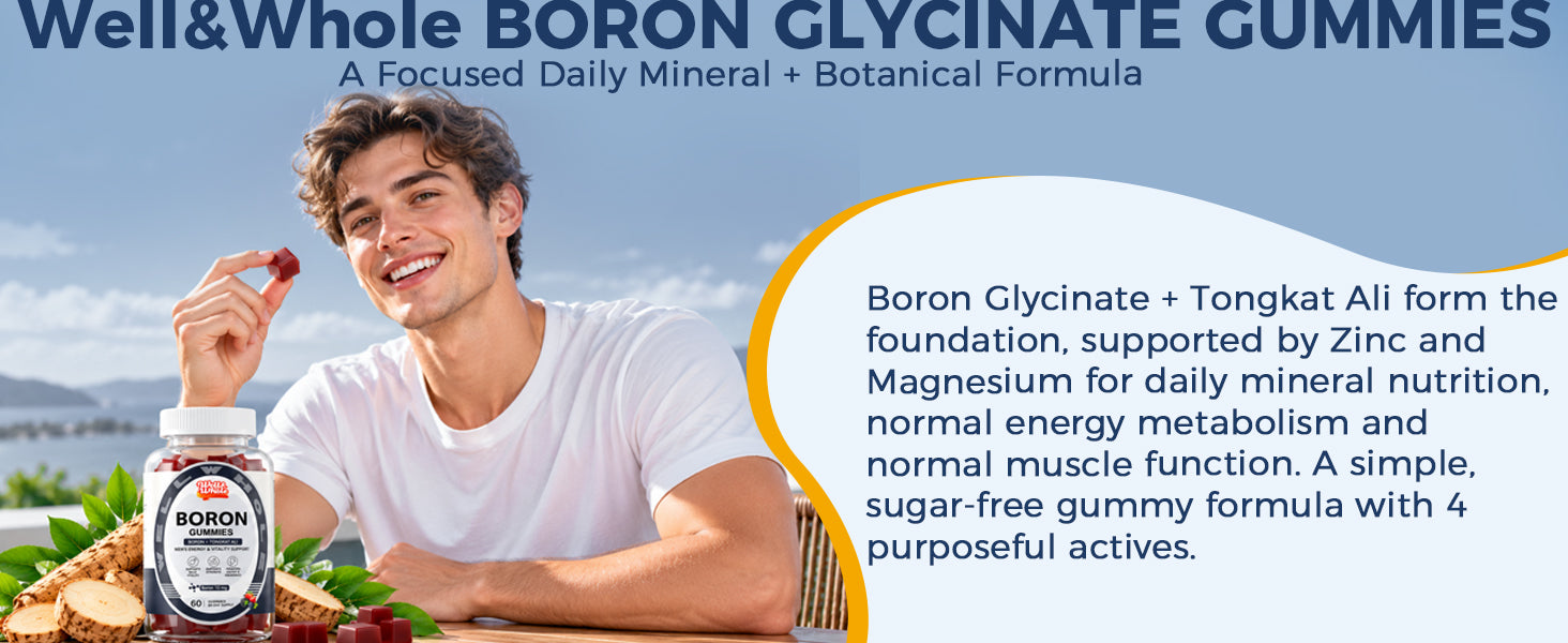 Boron Gummies with Zinc & Magnesium, Sugar-Free, 60 Counts product and lifestyle image