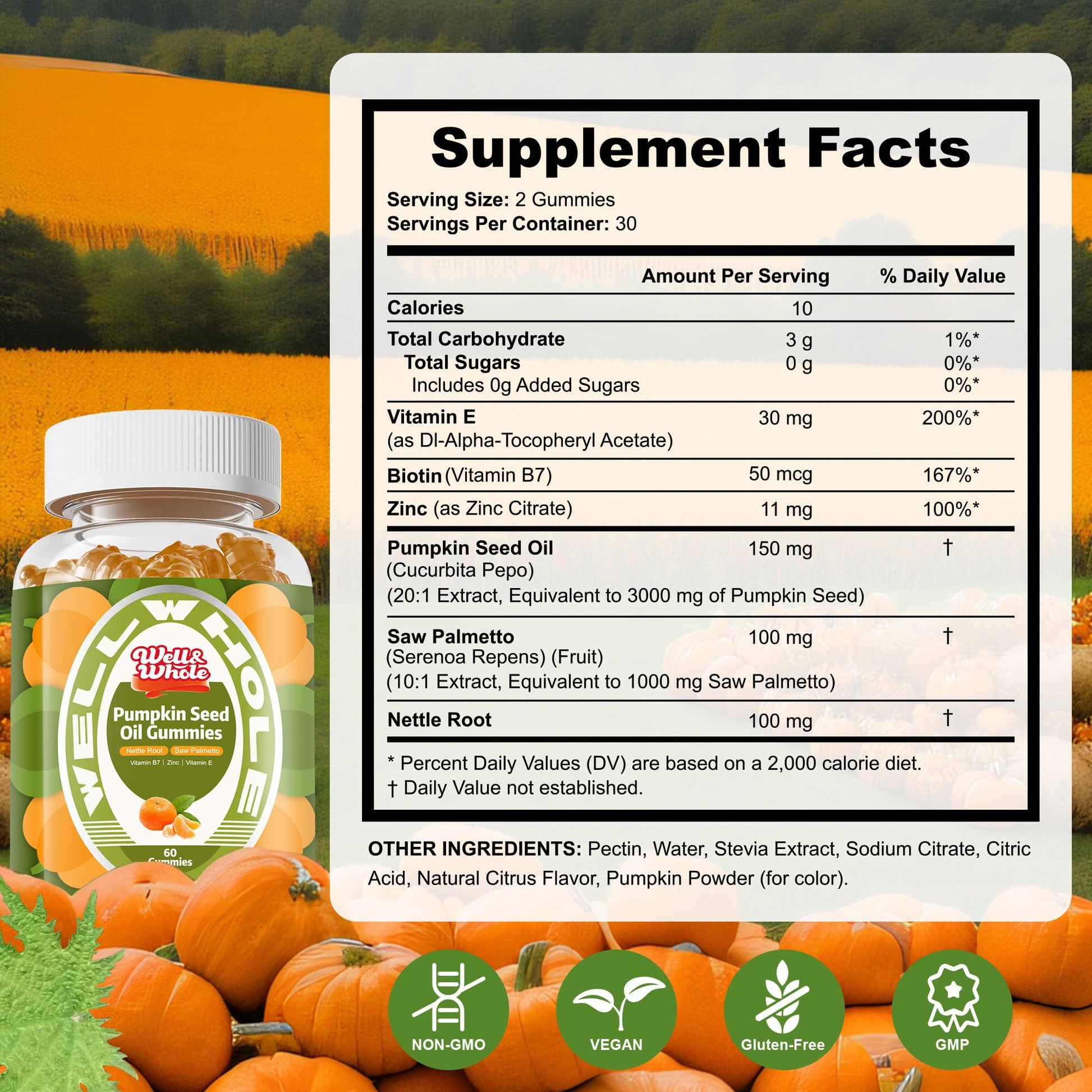 pumpkin seed oil gummies supplement facts